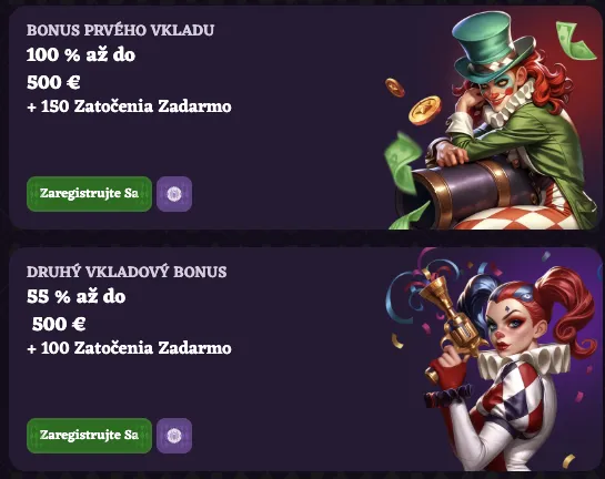 Bonusy a akcie v Happyjokers kasíno